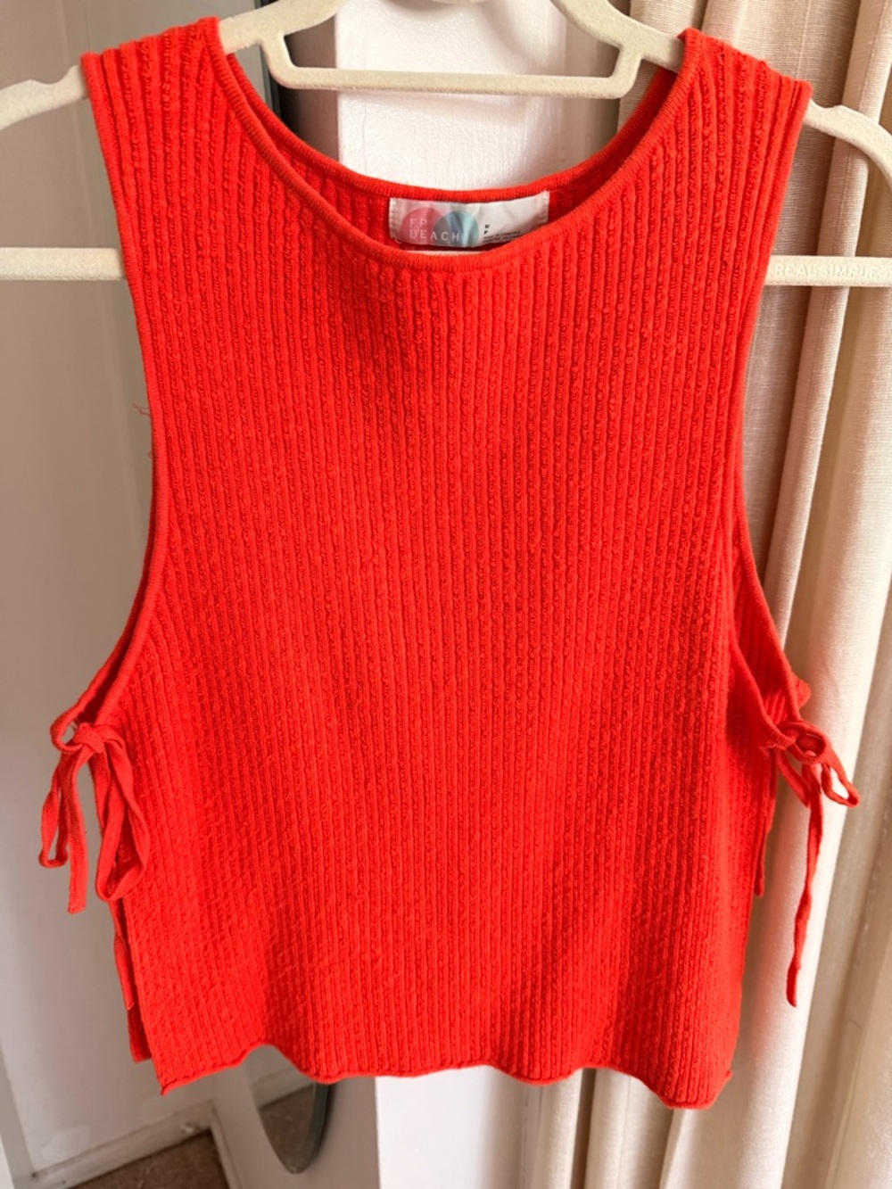 Free People Bright Red knit Tie-Side Tank